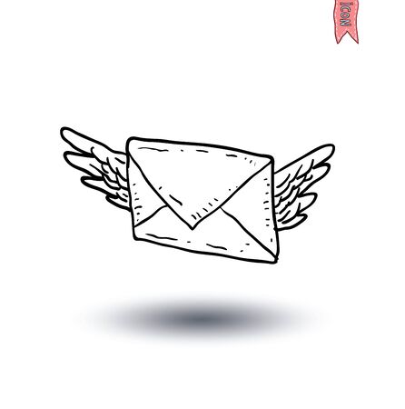 Envelope Mail Icon, Hand-drawn vector illustrationのイラスト素材