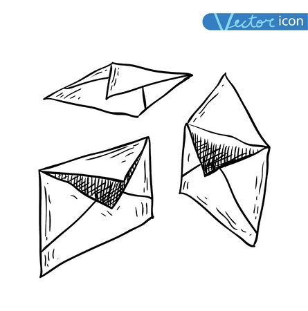 Envelope Mail Icon, Hand-drawn vector illustrationのイラスト素材