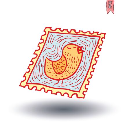 stamp Mail Icon, Hand-drawn vector illustration.のイラスト素材