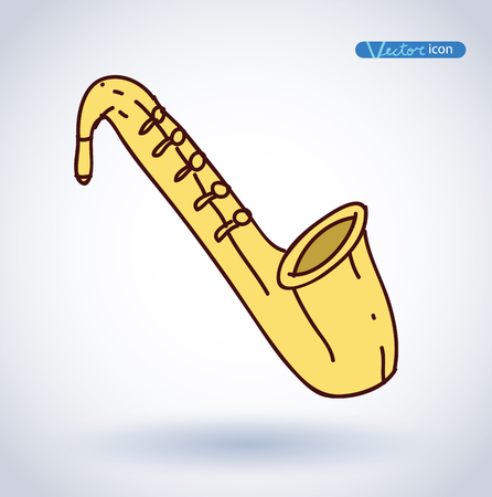 Saxophone hand drawn vector illustration.のイラスト素材