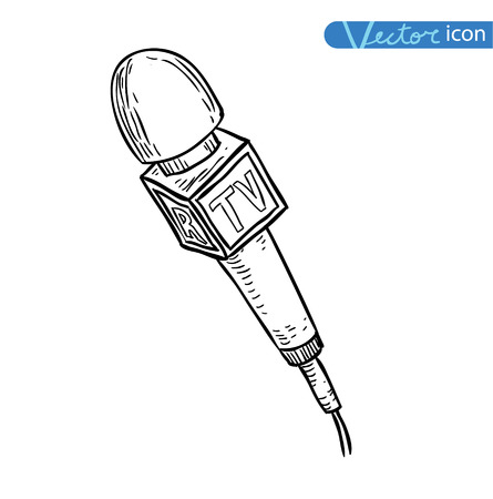 Retro microphone , hand drawn illustration.のイラスト素材