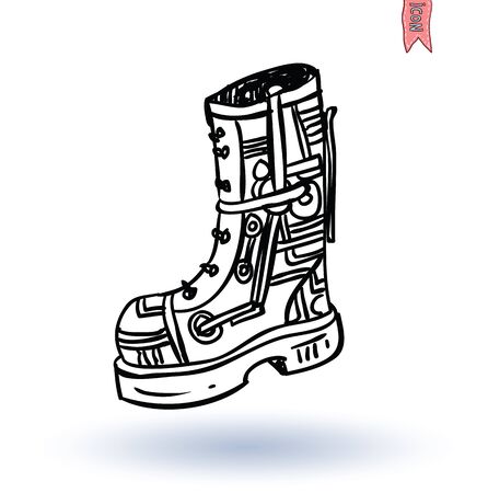 Steampunk boots, hand drawn vector illustration.のイラスト素材