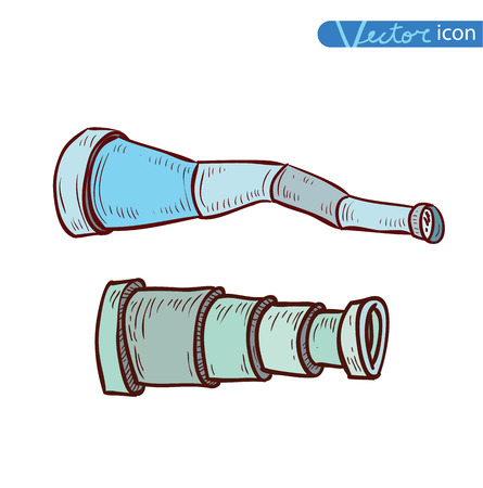 Telescope icon, hand drawn vector illustration.のイラスト素材