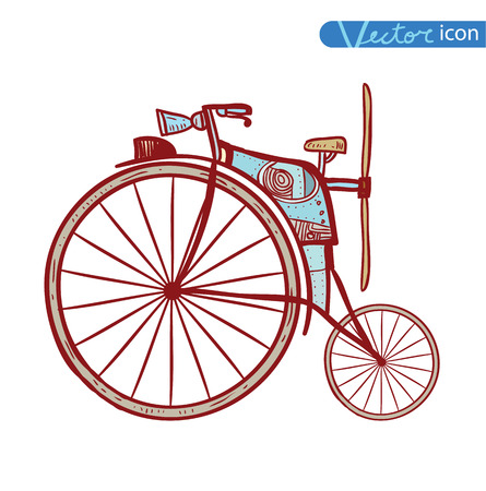 Bicycle Steampunk style, hand drawn vector illustration.のイラスト素材