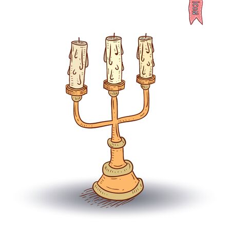 Candle icon, hand drawn vector illustration.のイラスト素材