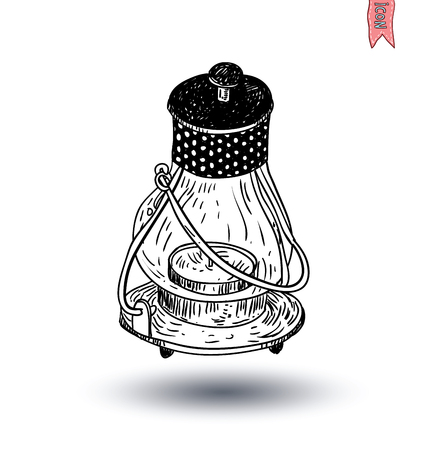 oil lamp icon, hand drawn vector illustration.のイラスト素材