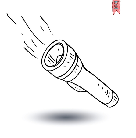 flashlight icon, hand drawn vector illustration.のイラスト素材