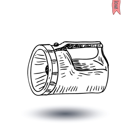 flashlight icon, hand drawn vector illustration.のイラスト素材