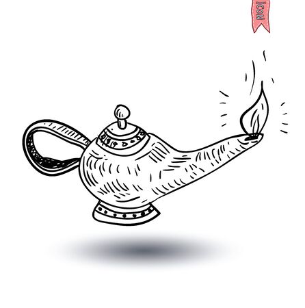 oil lamp icon, hand drawn vector illustration.のイラスト素材