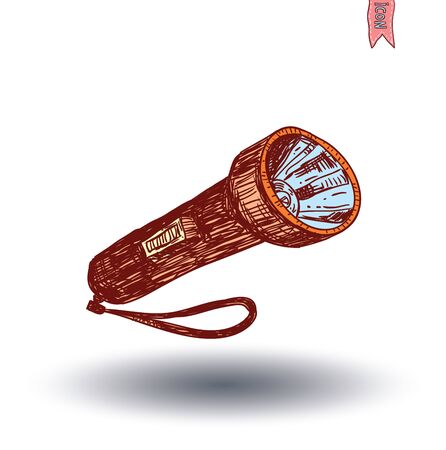 flashlight icon, hand drawn vector illustration.のイラスト素材