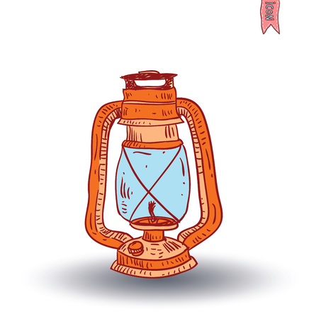 oil lamp icon, hand drawn vector illustration.のイラスト素材