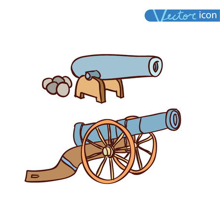 ancient cannon, vector illustrationのイラスト素材