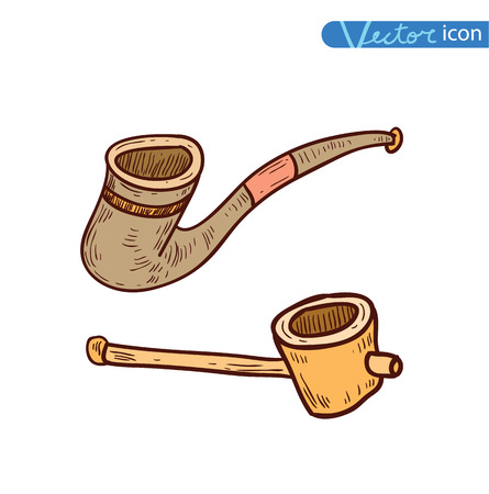 tobacco pipe, vector illustration.のイラスト素材