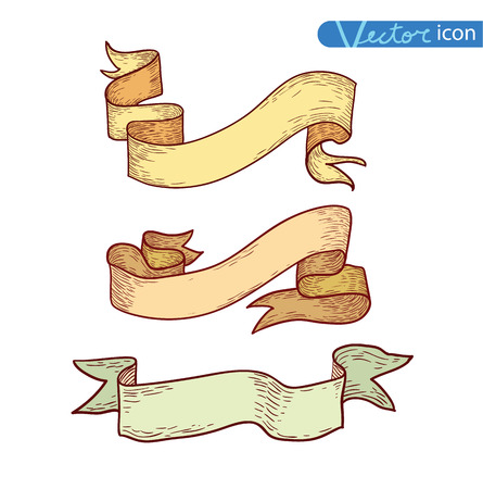 Hand-drawn Vintage ribbon banners. Vector illustrationのイラスト素材