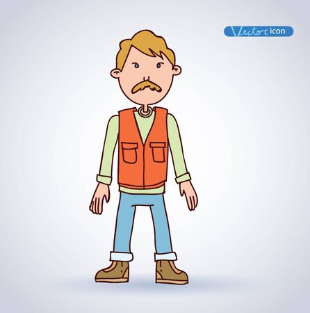 Man Adventurer explorer cartoon. vector illustration.のイラスト素材