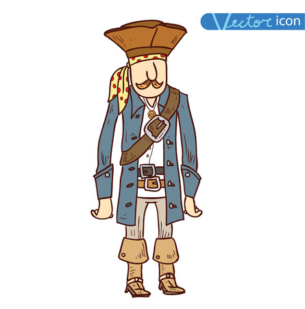 doodle pirate elememts, vector illustration.のイラスト素材