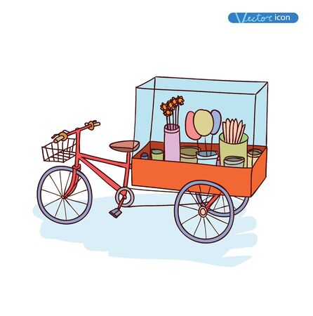 hot dog cart, vector illustrationのイラスト素材
