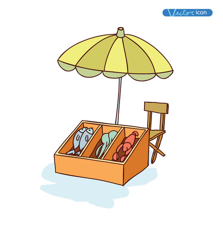 Fruit and vegetable stall, vector illustrationのイラスト素材