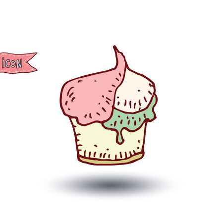 Icon of ice cream with cone, vector illustration.のイラスト素材