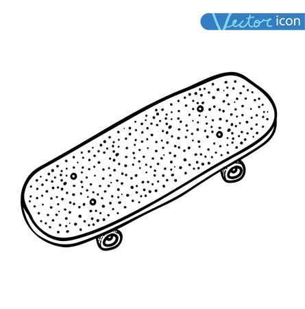 Skateboard, hand drawn illustration.のイラスト素材