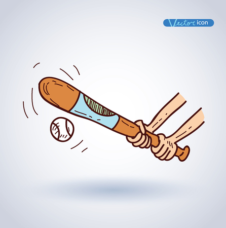 baseball, Sport icon, Hand drawn vector illustrationのイラスト素材