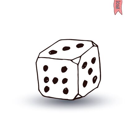 Dice icon, hand drawn vector illustration.のイラスト素材