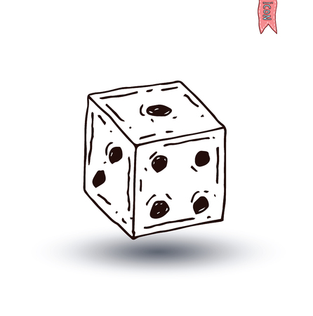 Dice icon, hand drawn vector illustration.のイラスト素材