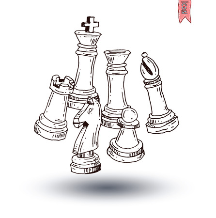 chess piece, hand drawn vector illustration.のイラスト素材