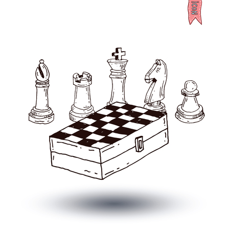 chess piece, hand drawn vector illustration.のイラスト素材