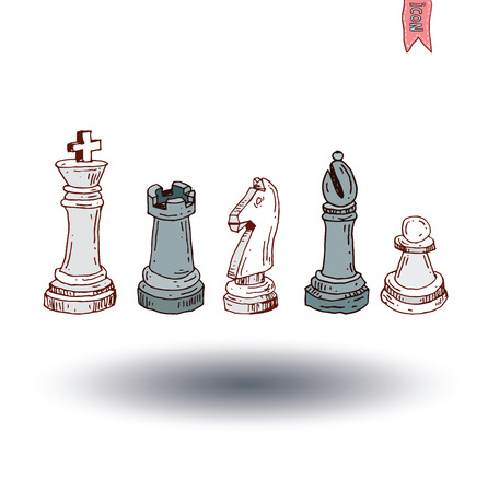 chess piece, hand drawn vector illustration.のイラスト素材