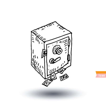 Safe icon,hand drawn vector illustrationのイラスト素材