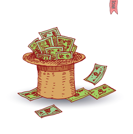 money hat, hand drawn illustration.のイラスト素材