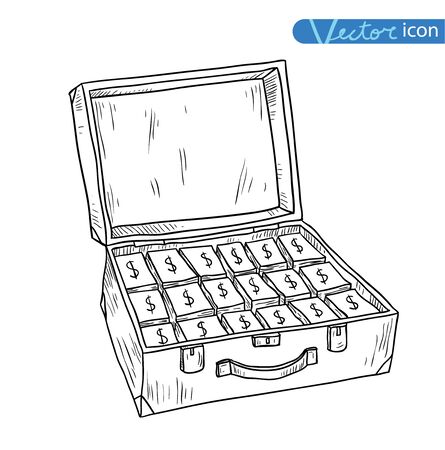 Case full of money, vector illustration.のイラスト素材