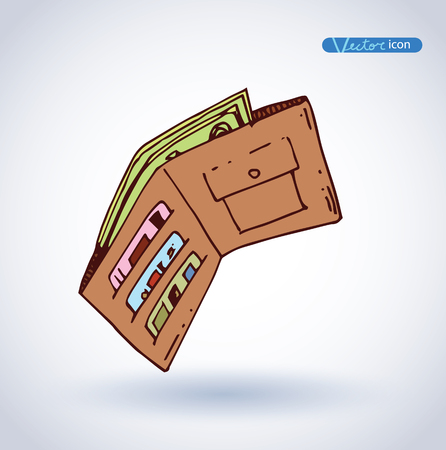 Wallet icon, hand drawn illustration.のイラスト素材