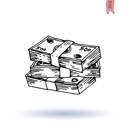 Money  icon, hand drawn vector illustrationのイラスト素材