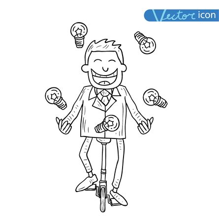businessman with light bulb having an idea, vector illustration.のイラスト素材