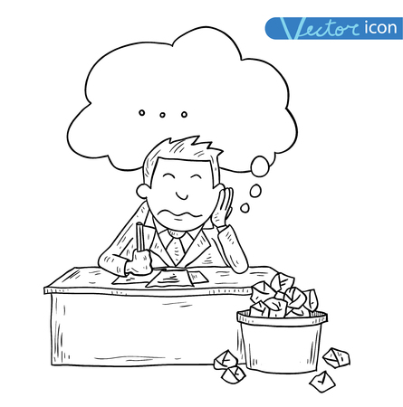 Stressful Businessman in office, vector illustration.のイラスト素材
