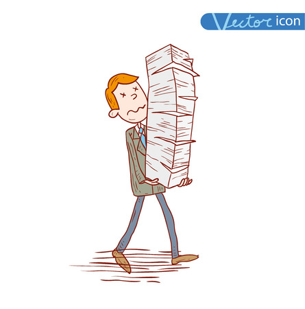 Stressful Businessman in office, vector illustration.のイラスト素材