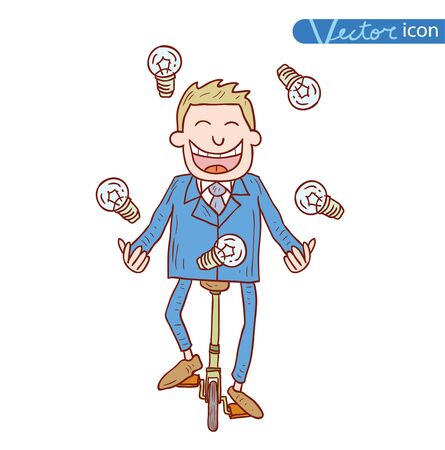 businessman with light bulb having an idea, vector illustration.のイラスト素材