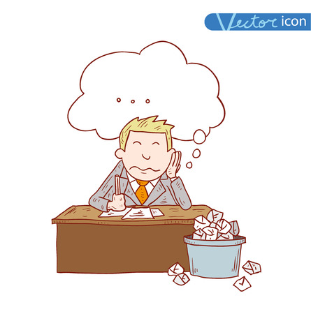 Stressful Businessman in office, vector illustration.のイラスト素材