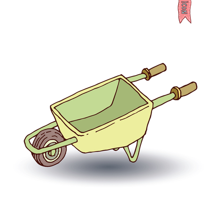 Garden wheelbarrow cart, vector illustration.のイラスト素材
