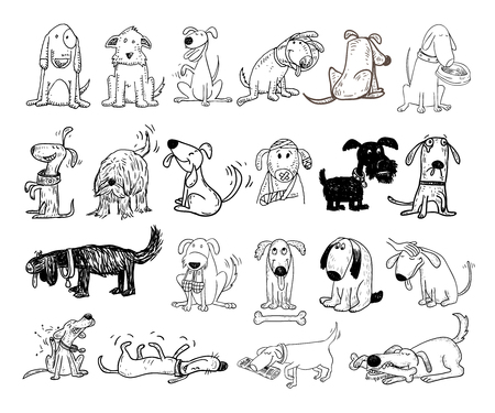 cartoon dog set, Vector illustration.のイラスト素材