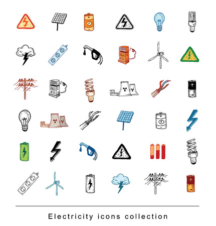 Electricity Doodle icon collection, vector illustration.のイラスト素材