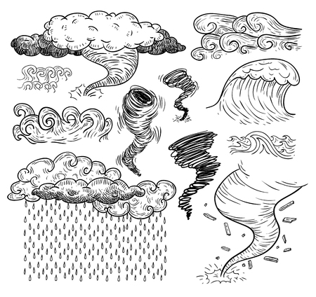 weather elements, tornado, vector illustration.のイラスト素材