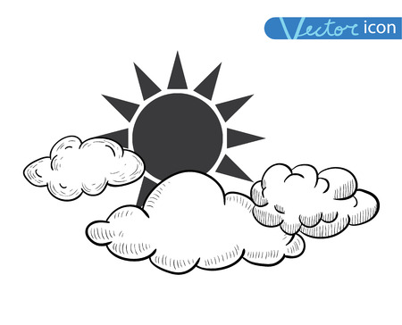 Sun with clouds Doodle Hand Drawn Collection.のイラスト素材