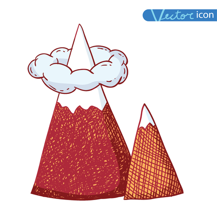Set of hand Drawn mountains vector illustration.のイラスト素材