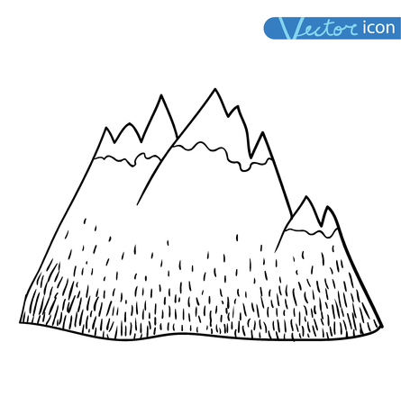 Set of hand Drawn mountains vector illustration.のイラスト素材