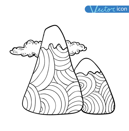 Set of hand Drawn mountains vector illustration.のイラスト素材