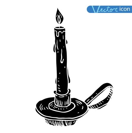 candle, drawn vector illustration. blackのイラスト素材
