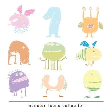 A set of cartoon monsters. vector illustrationのイラスト素材
